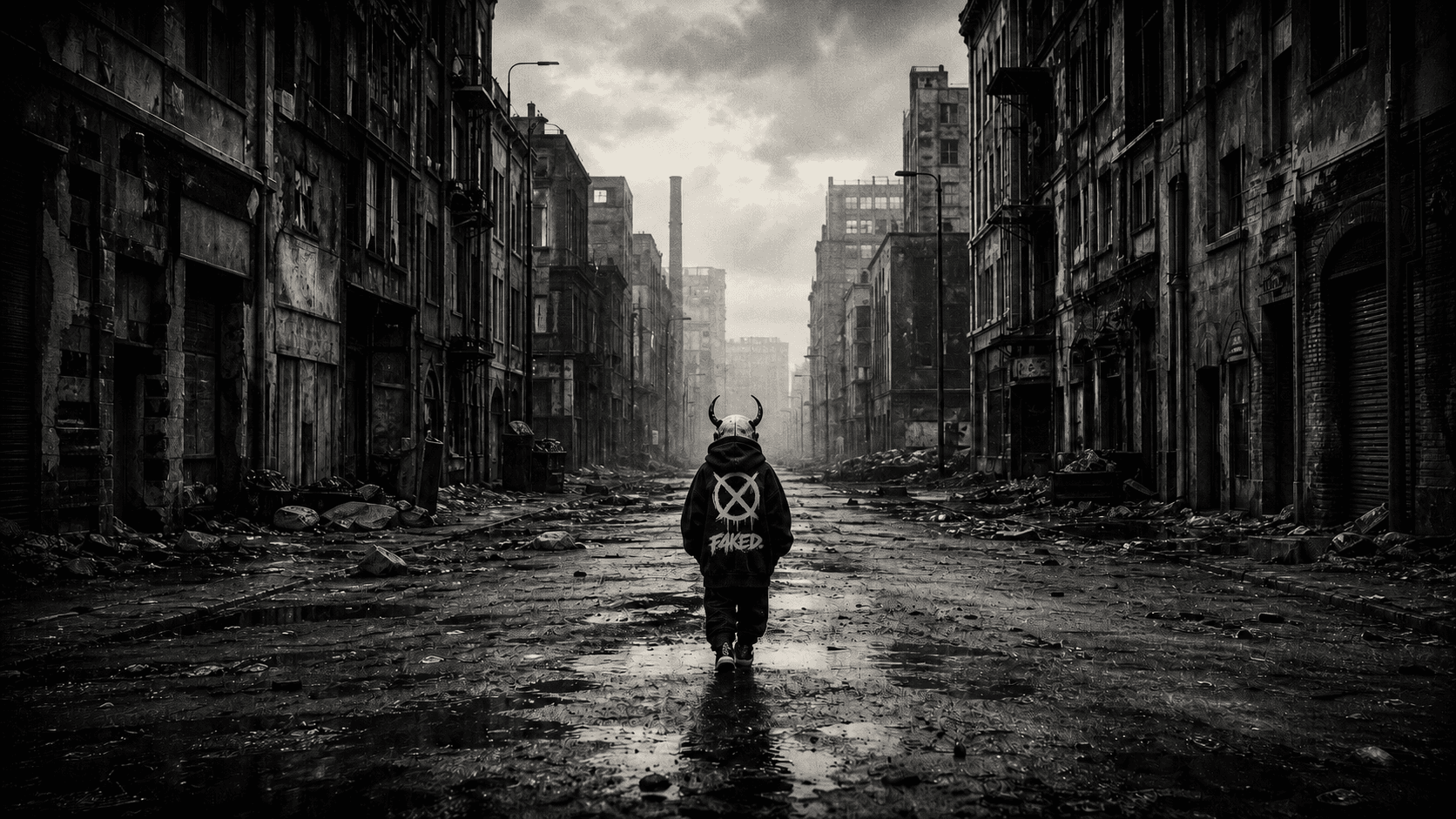 VOID walking through an abandoned city