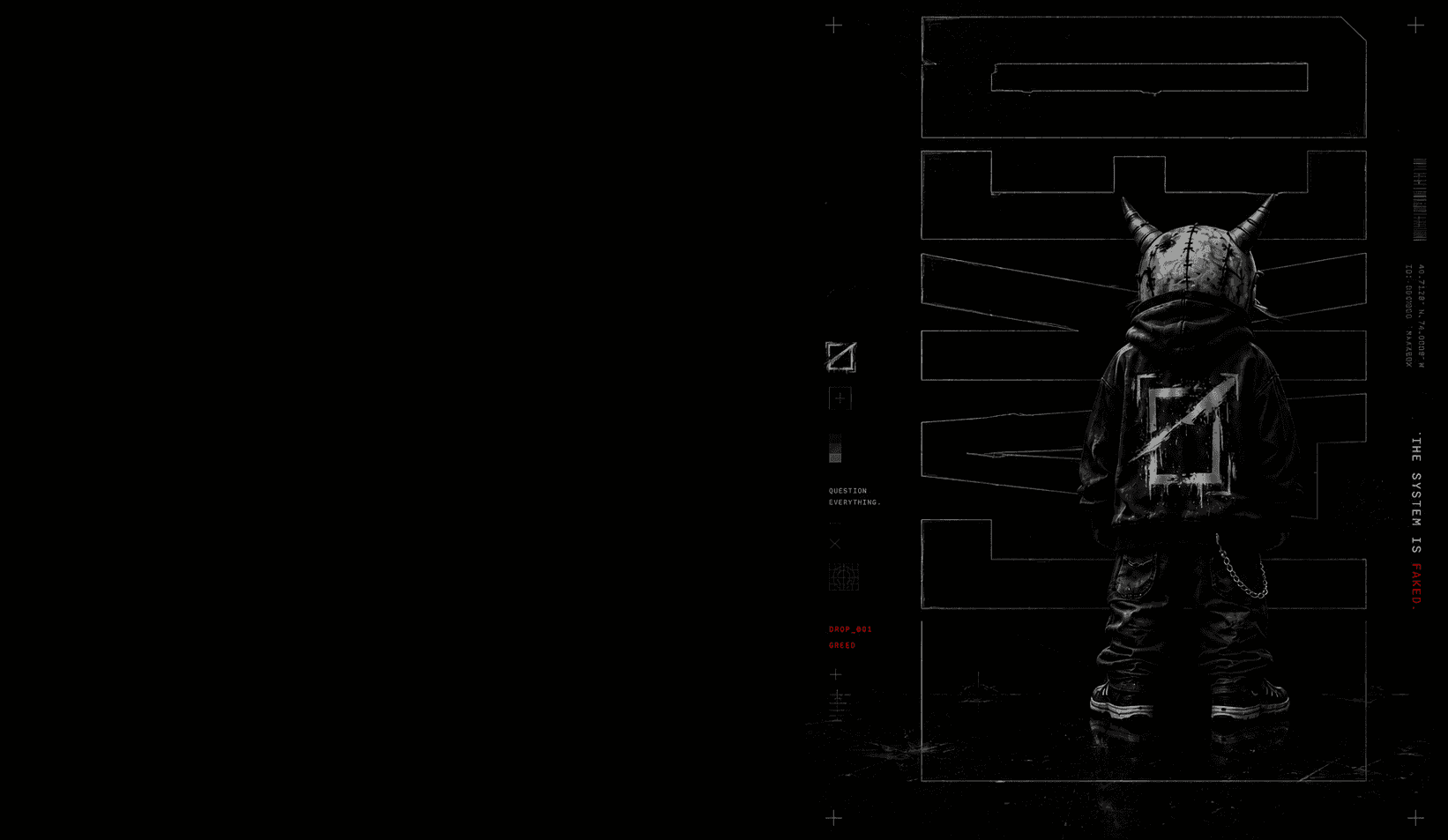 A masked Faceless figure wearing a Circle-X artifact in a dark industrial space